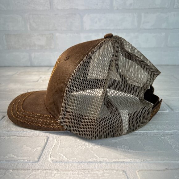 Ariat Hat Embroidered Logo Brown Mesh Back Strapback Adjustable Cowboy Western - Picture 6 of 9